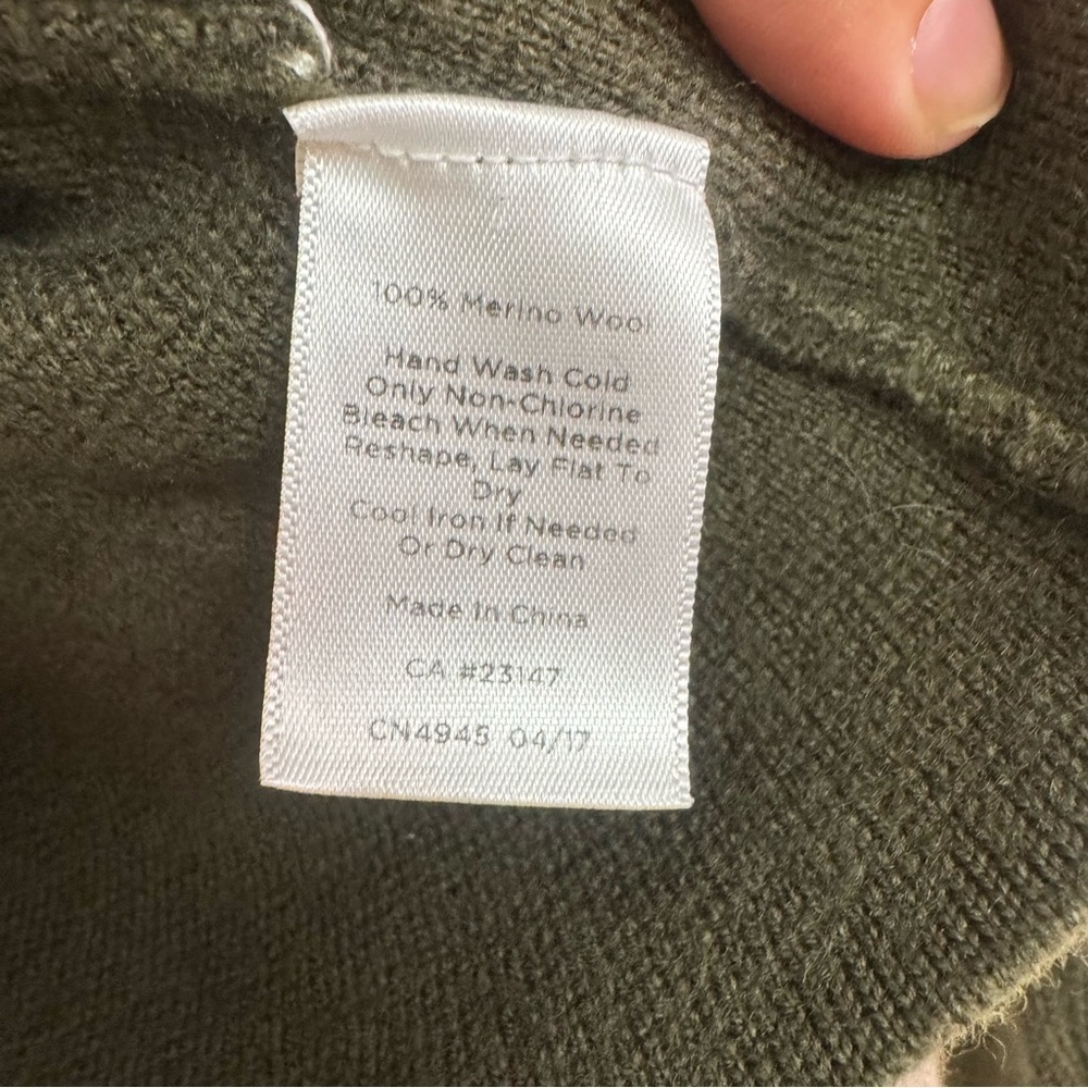 Talbots Green Military Style 100% Merino Wool Cardigan Jacket - Picture 5 of 6